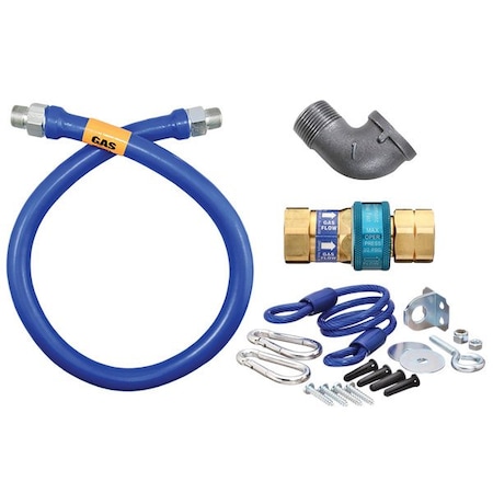 16100BPQR60 SnapFast 60in Gas Connector Kit With Elbow And Restraining Cable - 1in Diameter